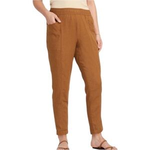 NWT Old Navy High Waisted Cropped Linen Pants XL Tan Brown Pull-On Relaxed Fit